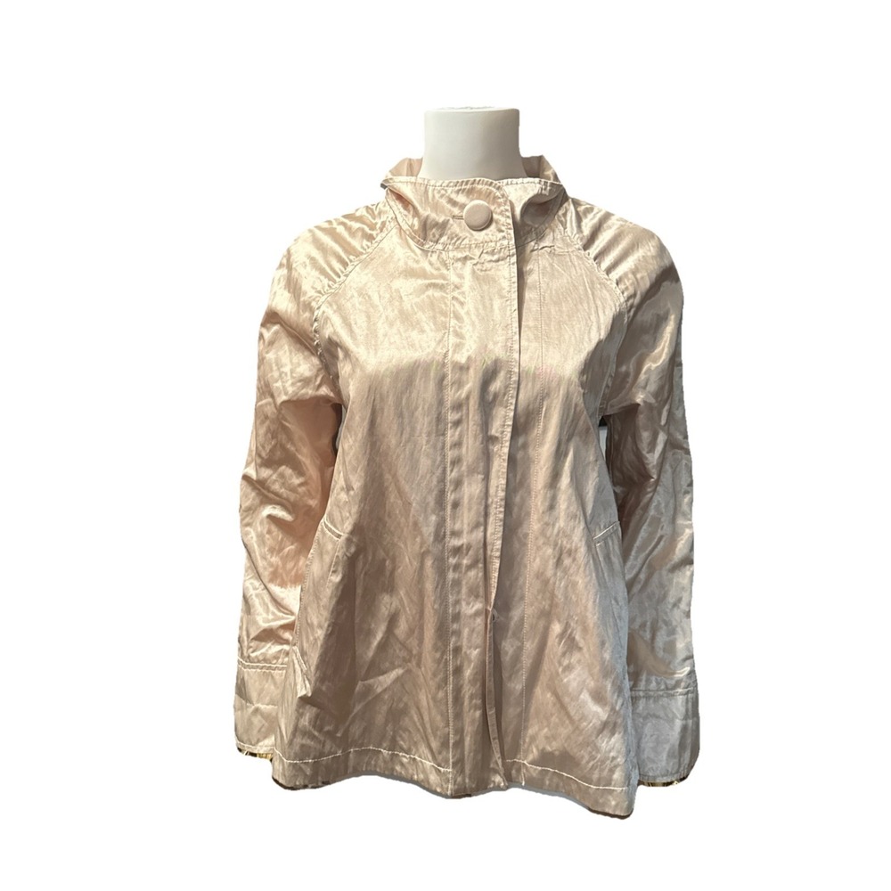 Lani Metallic Champagne Gold Funnel Neck Jacket Womens Medium‎ Shimmer